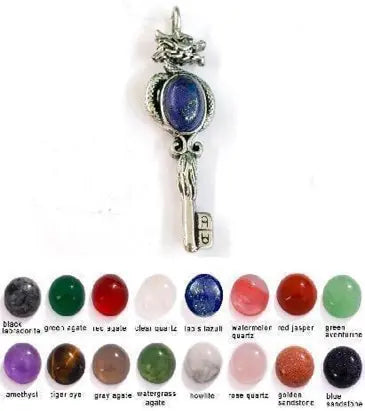 Handmade Natural Stone Gemstone Pendant with Copper & Silver, Stone Size 10*14mm, No. 107 ABC Rugs Kilims